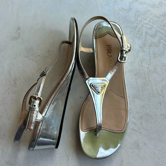 Prada thong low wedge sandals - Picture 1 of 10